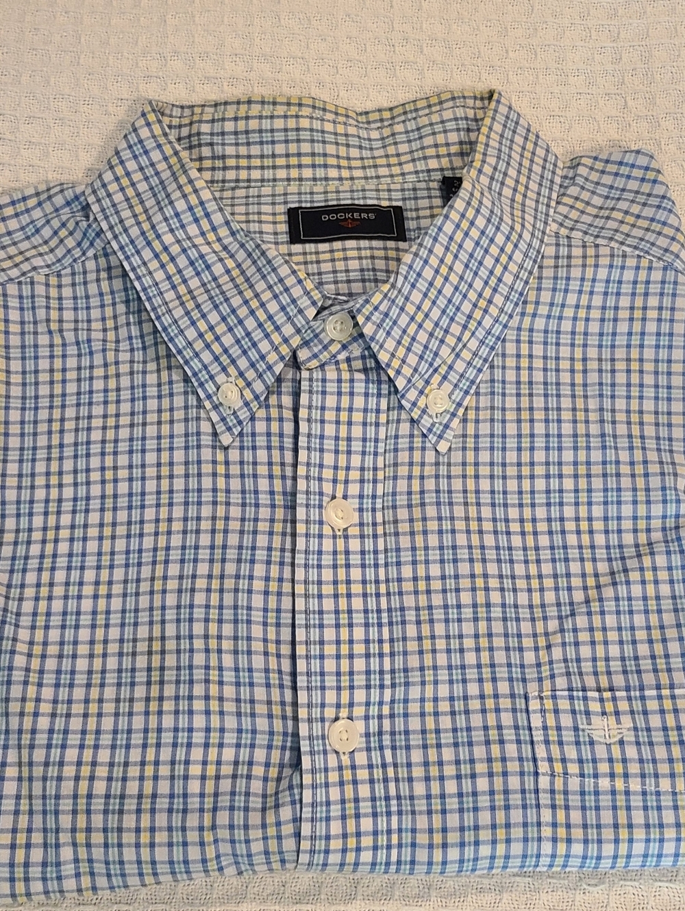 Dockers Light Blue and White Plaid Button-Down Shirt